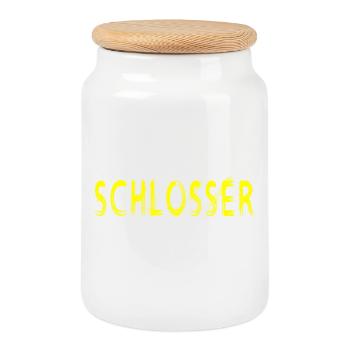 Schlosser Handwerker Design - Keksdose mit Holzdeckel - Weiß - Vorne