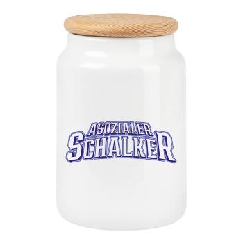 Asozialer Schalker | Gelsenkirchen Schalke - Keksdose mit Holzdeckel - Weiß - Vorne