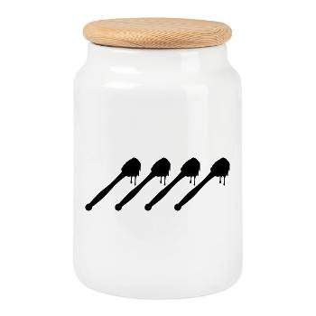 Louche à miel - Boîte à biscuits avec couvercle en bois - blanc - Devant