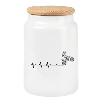 BMX Daredevil Silhouette - Boîte à biscuits avec couvercle en bois - blanc - Devant