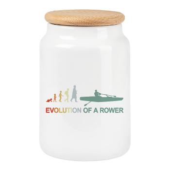 Development of a rower - Cookie Jar with Wooden Lid - white - Front