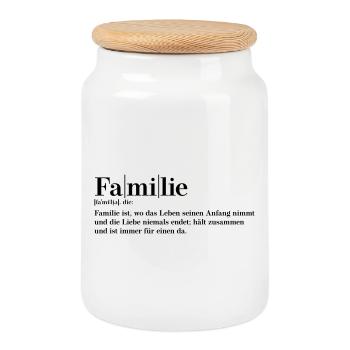 Familie Definition - Keksdose mit Holzdeckel - Weiß - Vorne