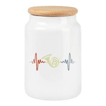 Horn Player's Heartbeat - Cookie Jar with Wooden Lid - white - Front