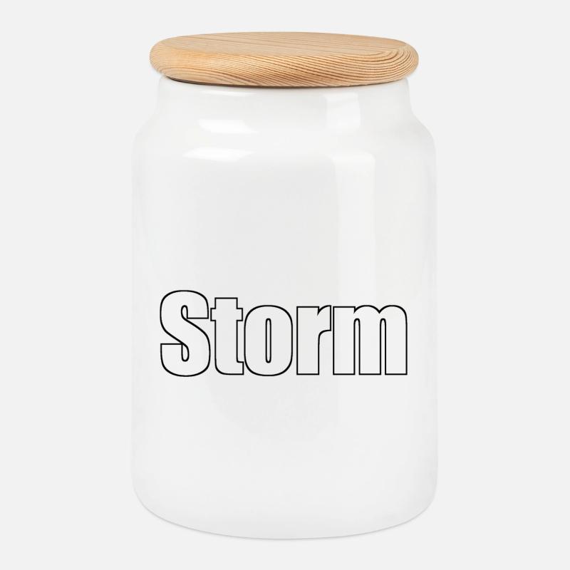 Sturm - (Name des Menschen) - Keksdose mit Holzdeckel - Weiß