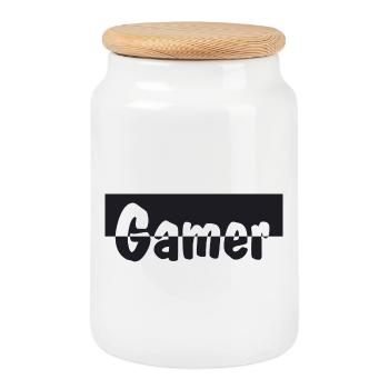 Gamer - Keksdose mit Holzdeckel - Weiß - Vorne