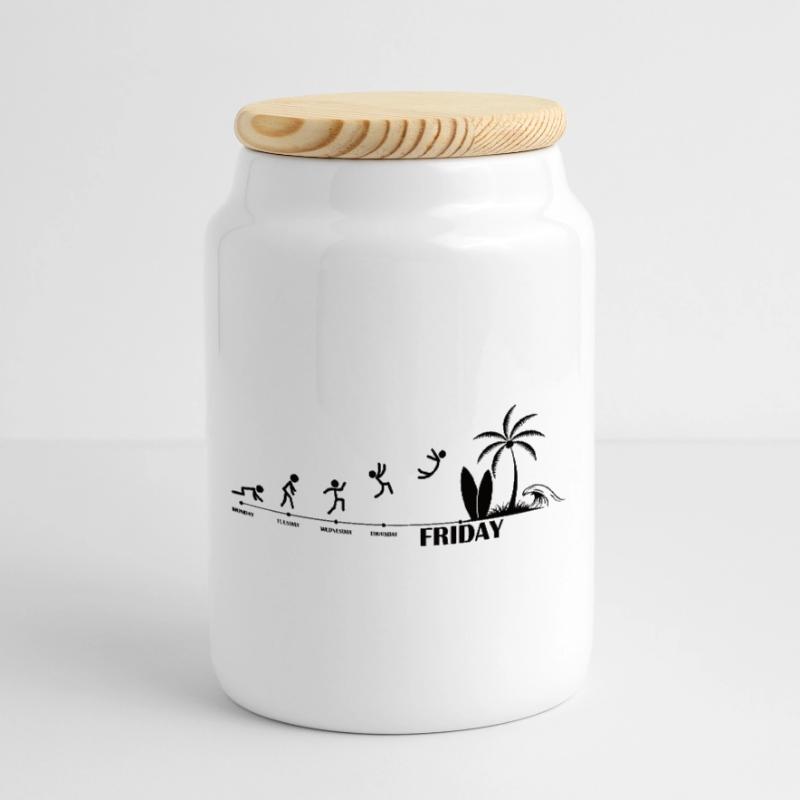 Finally Friday Beach Evolution Cookie Jar with Wooden Lid