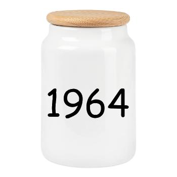 Personalize 1964 60th Birthday Template - Cookie Jar with Wooden Lid - white - Front