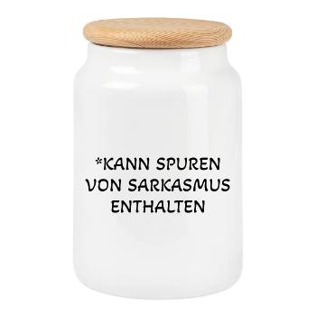 sarcasm traces saying humor - Cookie Jar with Wooden Lid - white - Front