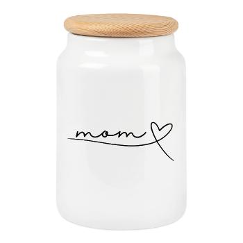 Mom Mama Mutter Geschenk Muttertag, Geburt, Herz - Keksdose mit Holzdeckel - Weiß - Vorne