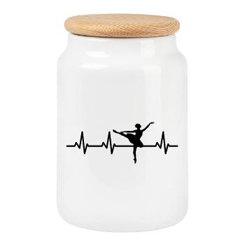 Ballet Girl Heartbeat - Boîte à biscuits avec couvercle en bois - blanc - Devant