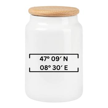 Koordinaten Zug Minimalistisch - Keksdose mit Holzdeckel - Weiß - Vorne