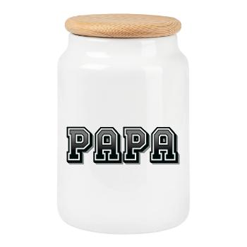 DAD - Cookie Jar with Wooden Lid - white - Front