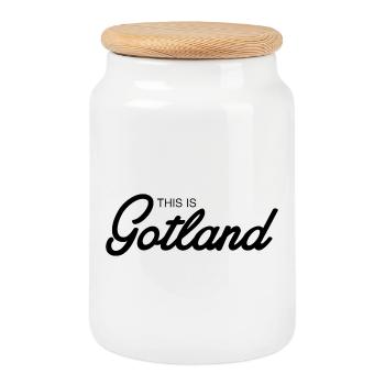 C’est Gotland - Boîte à biscuits avec couvercle en bois - blanc - Devant