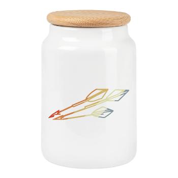 Vintage Arrow Sketch - Cookie Jar with Wooden Lid - white - Front