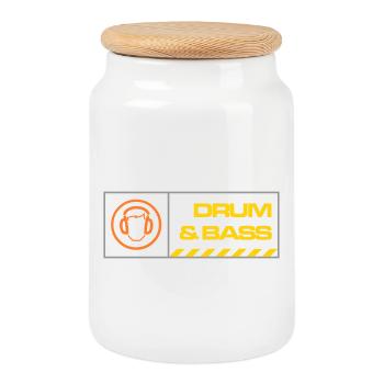 db warning - Cookie Jar with Wooden Lid - white - Front