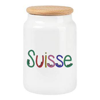SWITZERLAND. HUMOR. COUNTRY. FLAG - Cookie Jar with Wooden Lid - white - Front