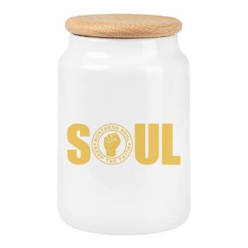 Northern Soul - Gardez la foi - Boîte à biscuits avec couvercle en bois - blanc - Devant