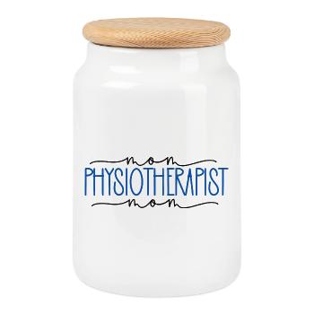 Physiotherapist Proud Mom Cute Gift - Cookie Jar with Wooden Lid - white - Front