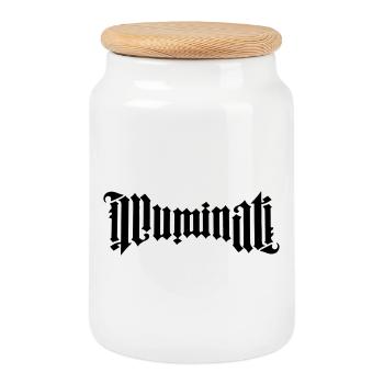 Ambigram Illuminati - Cookie Jar with Wooden Lid - white - Front