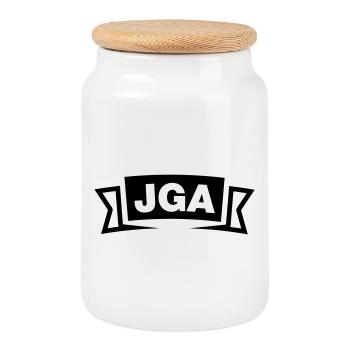 Emblème / Logo de l’enterrement de vie de garçon - Boîte à biscuits avec couvercle en bois - blanc - Devant