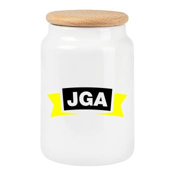 Emblème / Logo de l’enterrement de vie de garçon - Boîte à biscuits avec couvercle en bois - blanc - Devant