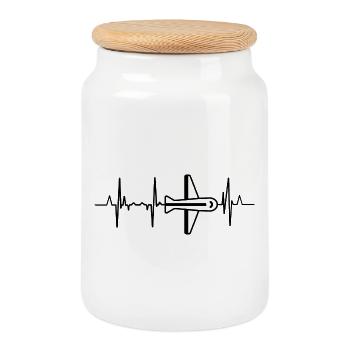 Aviation Heart palpitations - Cookie Jar with Wooden Lid - white - Front