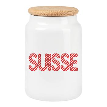 SWITZERLAND. COUNTRY. GENEVA. HUMOR. COUNTRY. FLAG - Cookie Jar with Wooden Lid - white - Front