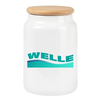 WAVE - Cookie Jar with Wooden Lid - white - Front
