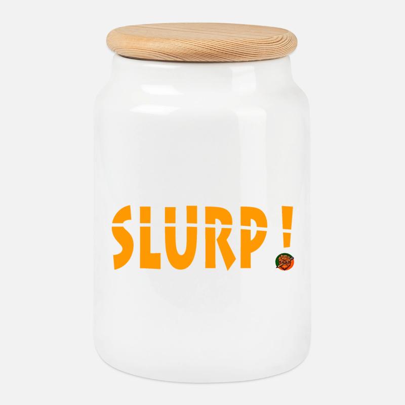 Vibrant Slurp Exclamation Graphic Design - Cookie Jar with Wooden Lid - white