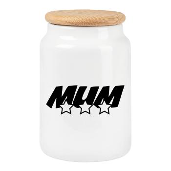 Meilleure Maman - Fête des Mères - Boîte à biscuits avec couvercle en bois - blanc - Devant