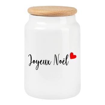 NOËL. JOYEUX NOËL. MERRY CHRISTMAS. PÈRE NOËL - Boîte à biscuits avec couvercle en bois - blanc - Devant