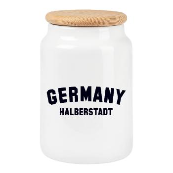 HALBERSTADT, Allemagne - Boîte à biscuits avec couvercle en bois - blanc - Devant
