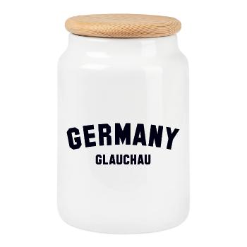 GLAUCHAU, Allemagne - Boîte à biscuits avec couvercle en bois - blanc - Devant