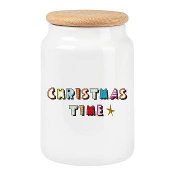 Christmas Time - Keksdose mit Holzdeckel - Weiß - Vorne