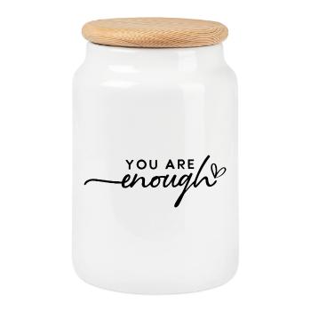 You Are Enough – Self-Love & Motivation - Cookie Jar with Wooden Lid - white - Front