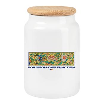 Form Follows Function Floral Art - Cookie Jar with Wooden Lid - white - Front
