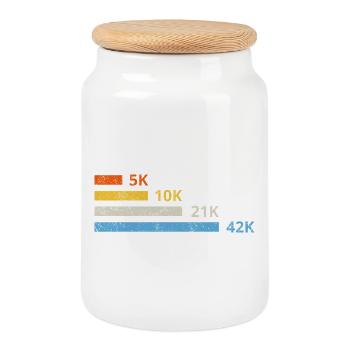 Running Distances II - 5K 10K 21K 42K Marathoner - Cookie Jar with Wooden Lid - white - Front