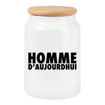 Homme D’aujourd’hui - Style Masculin Moderne - Boîte à biscuits avec couvercle en bois - blanc - Devant
