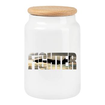 Fighter F-14 Tomcat - Cookie Jar with Wooden Lid - white - Front