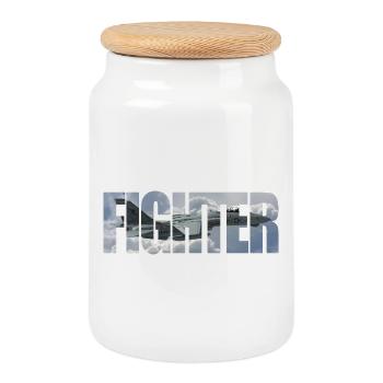 Fighter F-14 Tomcat - Cookie Jar with Wooden Lid - white - Front