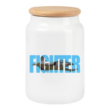 Fighter L-39 Albatros - Cookie Jar with Wooden Lid - white - Front