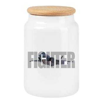 Fighter F-35 Lightning II - Cookie Jar with Wooden Lid - white - Front