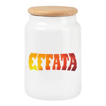 EFFATA - Cookie Jar with Wooden Lid - white - Front