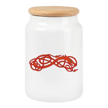 Serpent celte rouge - Boîte à biscuits avec couvercle en bois - blanc - Devant