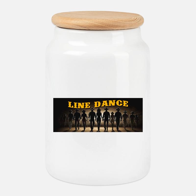 Line Dance Gruppe beim Tanzen - Keksdose mit Holzdeckel - Weiß