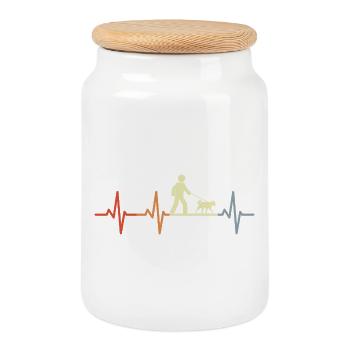 Dog Owner Heartbeat - Cookie Jar with Wooden Lid - white - Front
