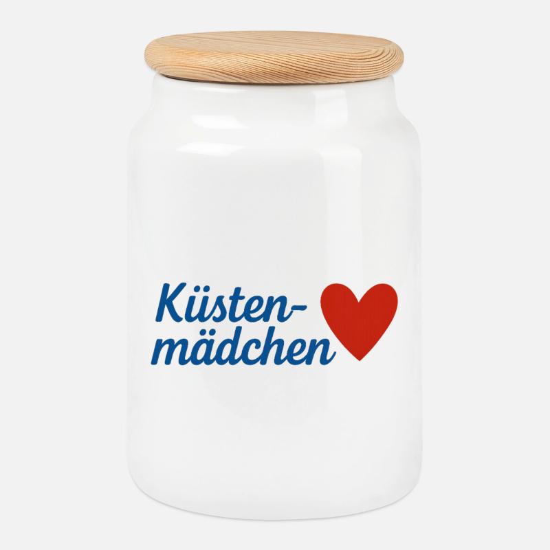 Küsten Mädchen Herz Overlay - Keksdose mit Holzdeckel - Weiß