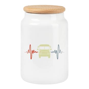 Oldtimer Bus EKG - Keksdose mit Holzdeckel - Weiß - Vorne