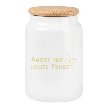 Angst hat heute Pause - Keksdose mit Holzdeckel - Weiß - Vorne