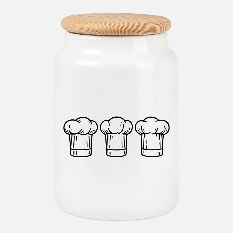 3 Toques - Cookie Jar with Wooden Lid - white